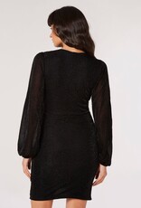 Apricot Mottled Lurex Sleeveless Wrap Dress