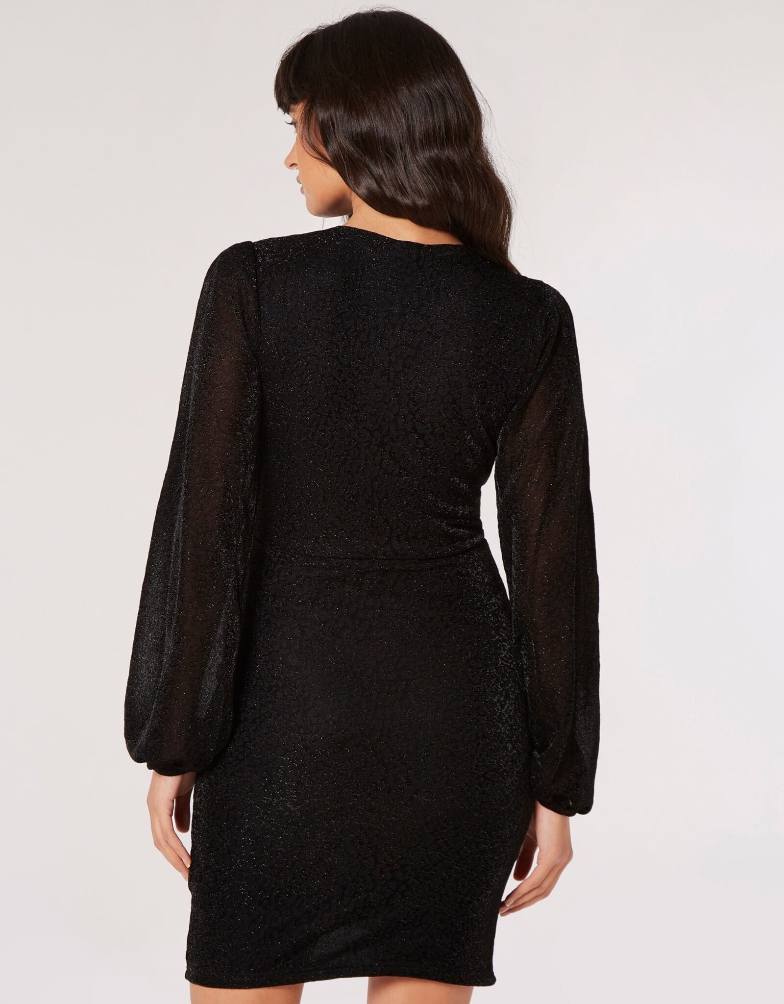 Apricot Mottled Lurex Sleeveless Wrap Dress