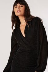 Apricot Mottled Lurex Sleeveless Wrap Dress