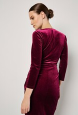 Apricot Glitter Velvet Side Ruched Midi Dress