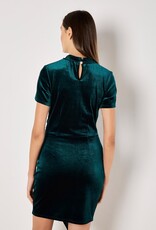 Apricot Velvet High Neck Ruched Mini Dress