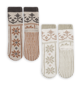 Lemon Loungewear 2Pk Snowfall Slipper Socks - Medium Beige