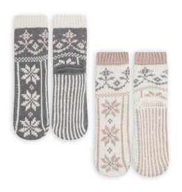Lemon Loungewear 2Pk Snowfall Slipper Socks - Grey White
