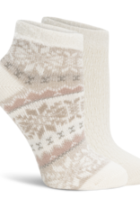 Lemon Loungewear 2Pk Non Terry Snow Day Double Layer Low Cut Socks - Taupe