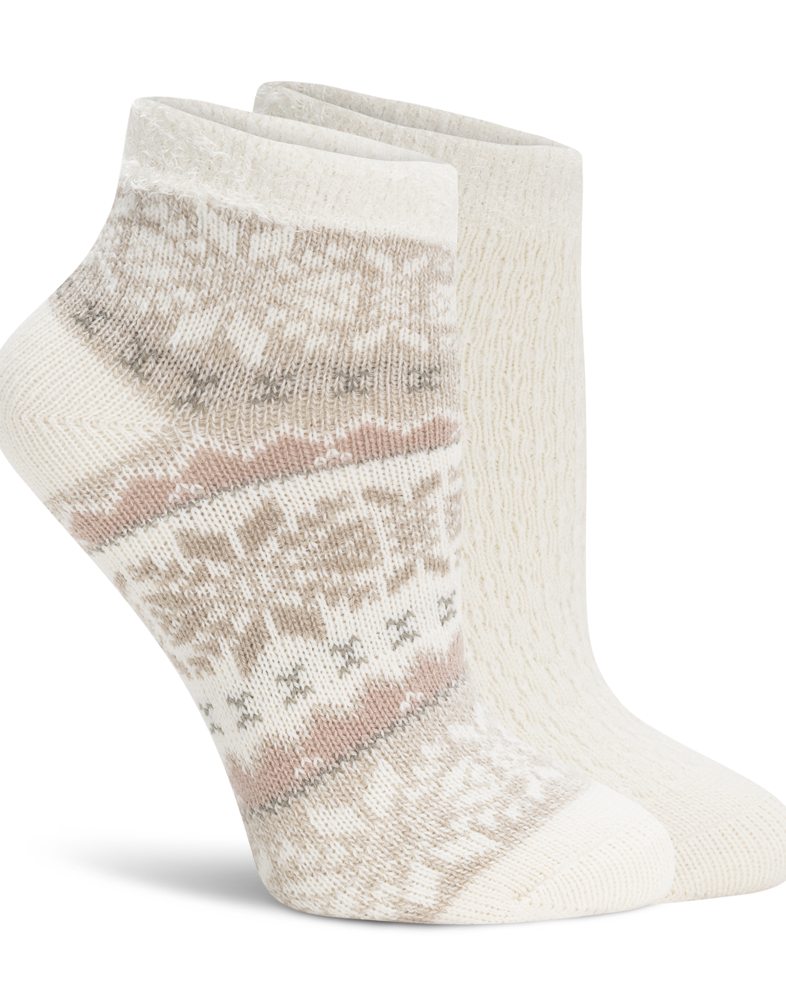 Lemon Loungewear 2Pk Non Terry Snow Day Double Layer Low Cut Socks - Taupe
