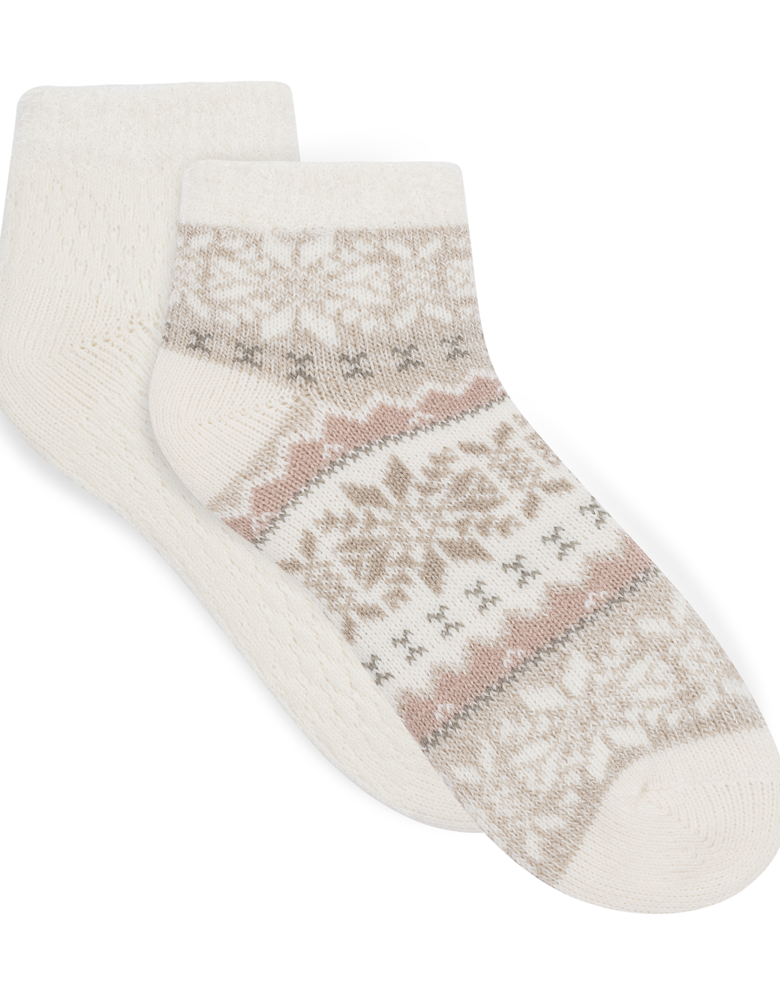 Lemon Loungewear 2Pk Non Terry Snow Day Double Layer Low Cut Socks - Taupe