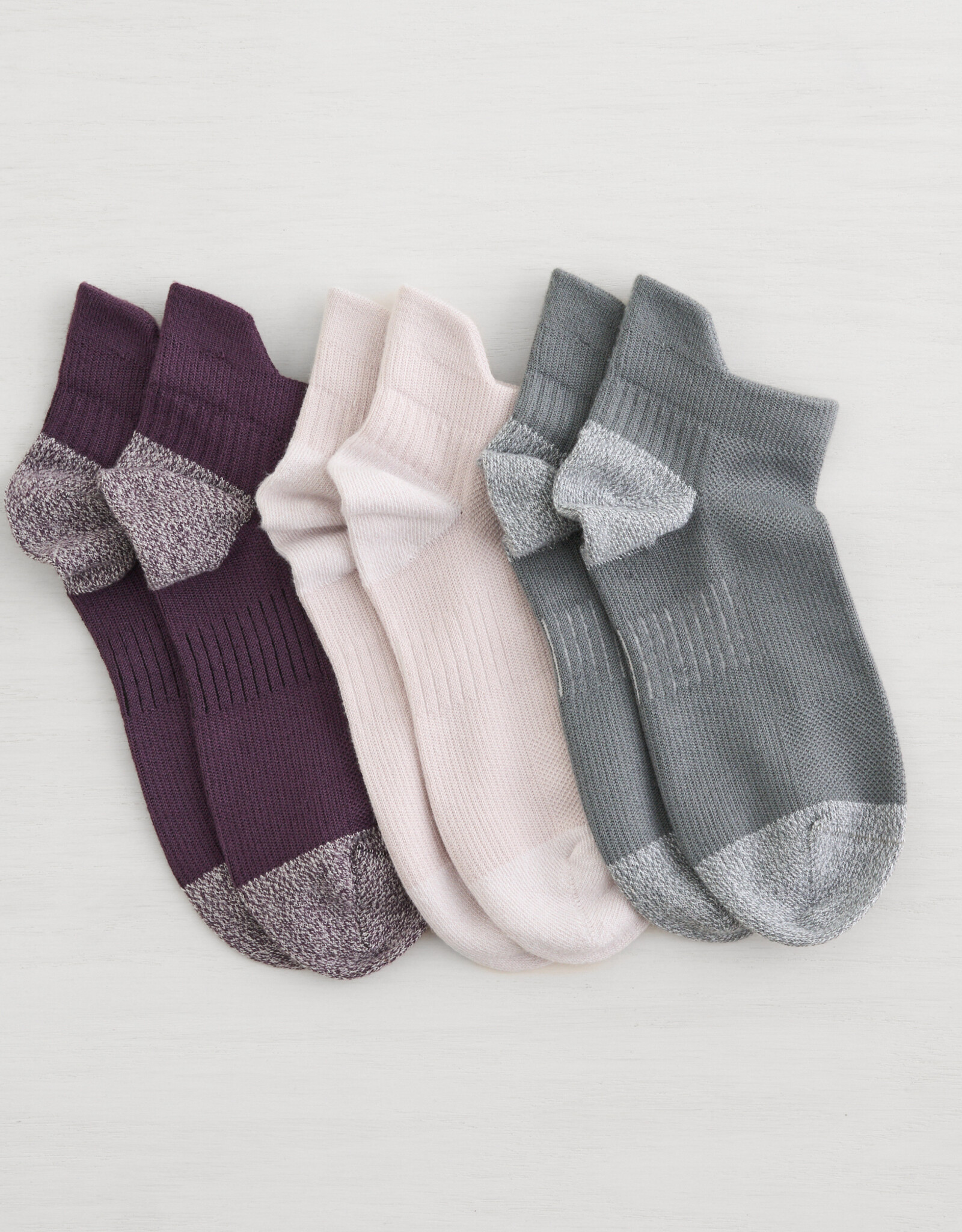 Lemon Loungewear 3Pk Non Terry Performance Poweder Low Cut Socks - Purple