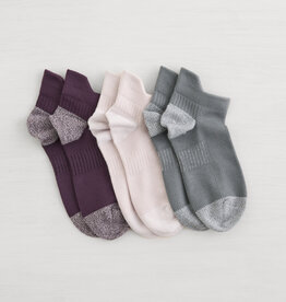 Lemon Loungewear 3Pk Non Terry Performance Poweder Low Cut Socks - Purple