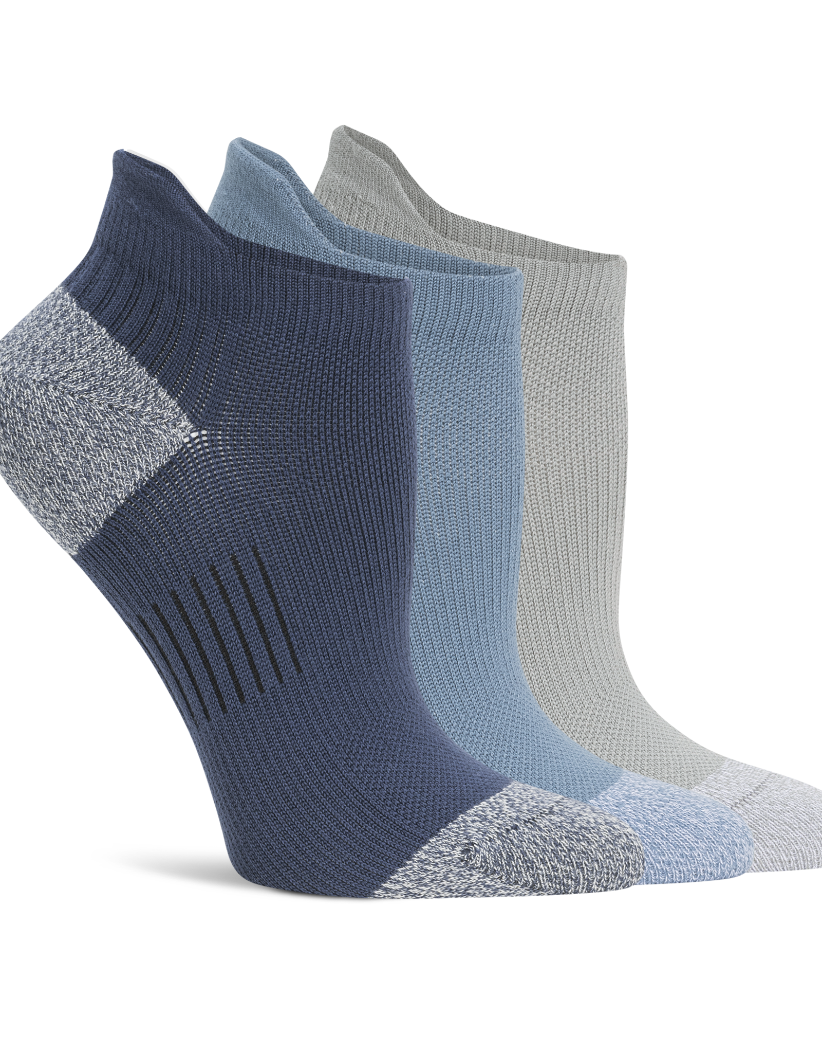 Lemon Loungewear 3PK Non Terry Performance Poweder Low Cut Socks - Navy Grey