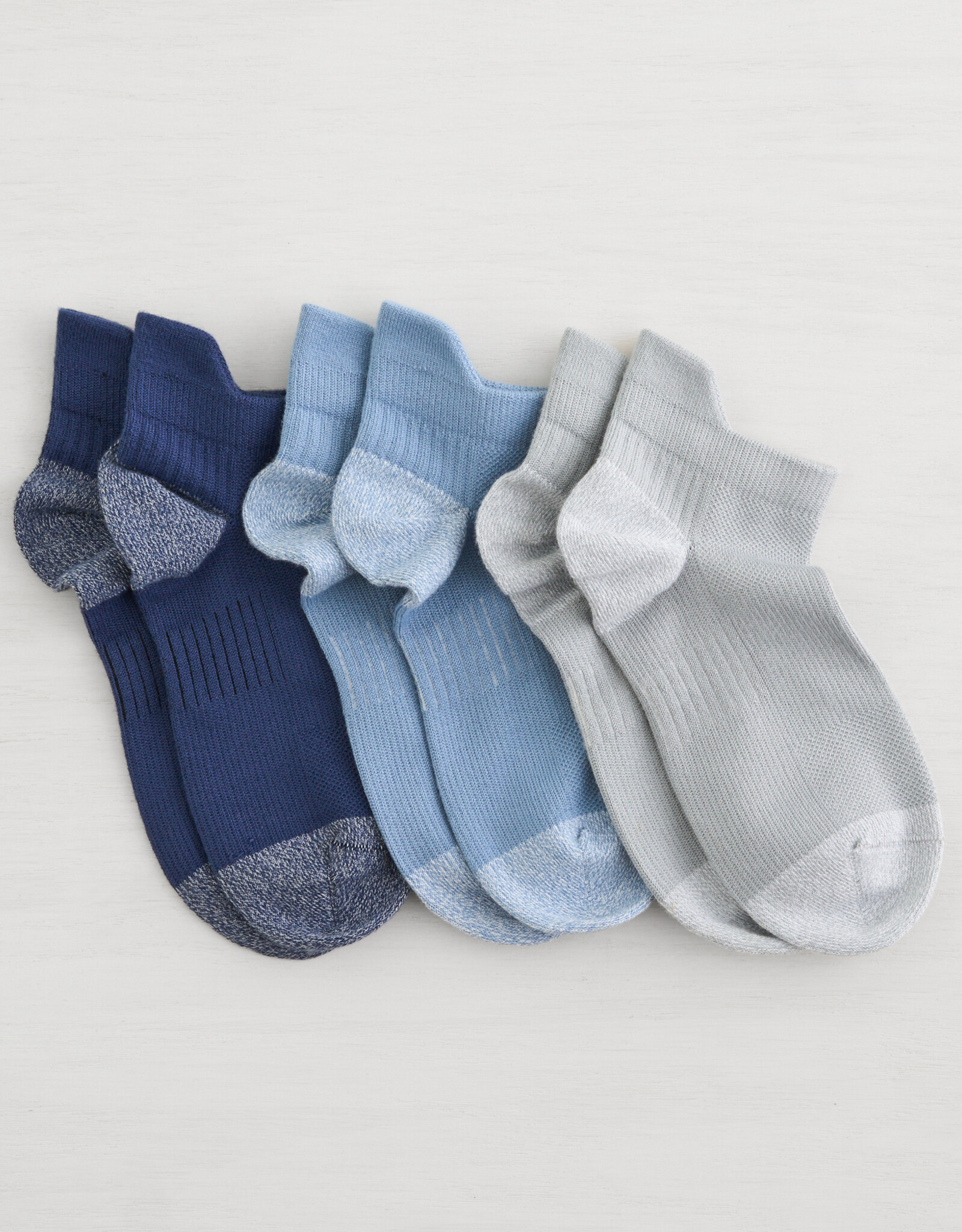 Lemon Loungewear 3PK Non Terry Performance Poweder Low Cut Socks - Navy Grey