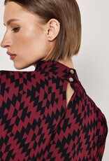 Apricot Staggered Geo High Neck Puff Top