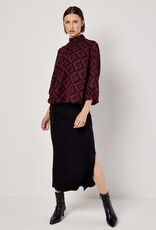 Apricot Staggered Geo High Neck Puff Top
