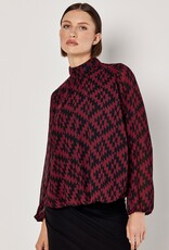 Apricot Staggered Geo High Neck Puff Top
