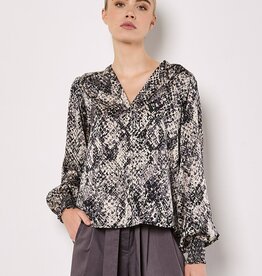 Apricot Snakeskin Smock Sleeve Blouse
