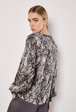 Apricot Snakeskin Smock Sleeve Blouse