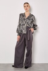 Apricot Snakeskin Smock Sleeve Blouse