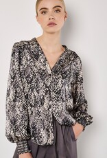 Apricot Snakeskin Smock Sleeve Blouse
