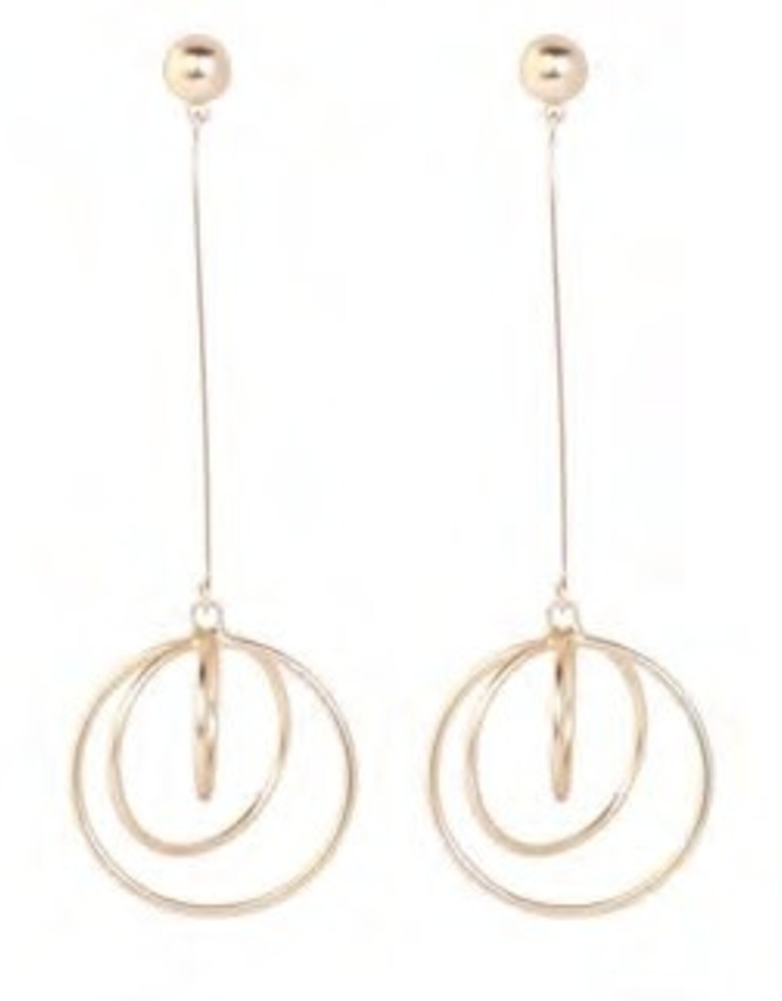Merx Inc. Triple Ring Drop Earrings Gold