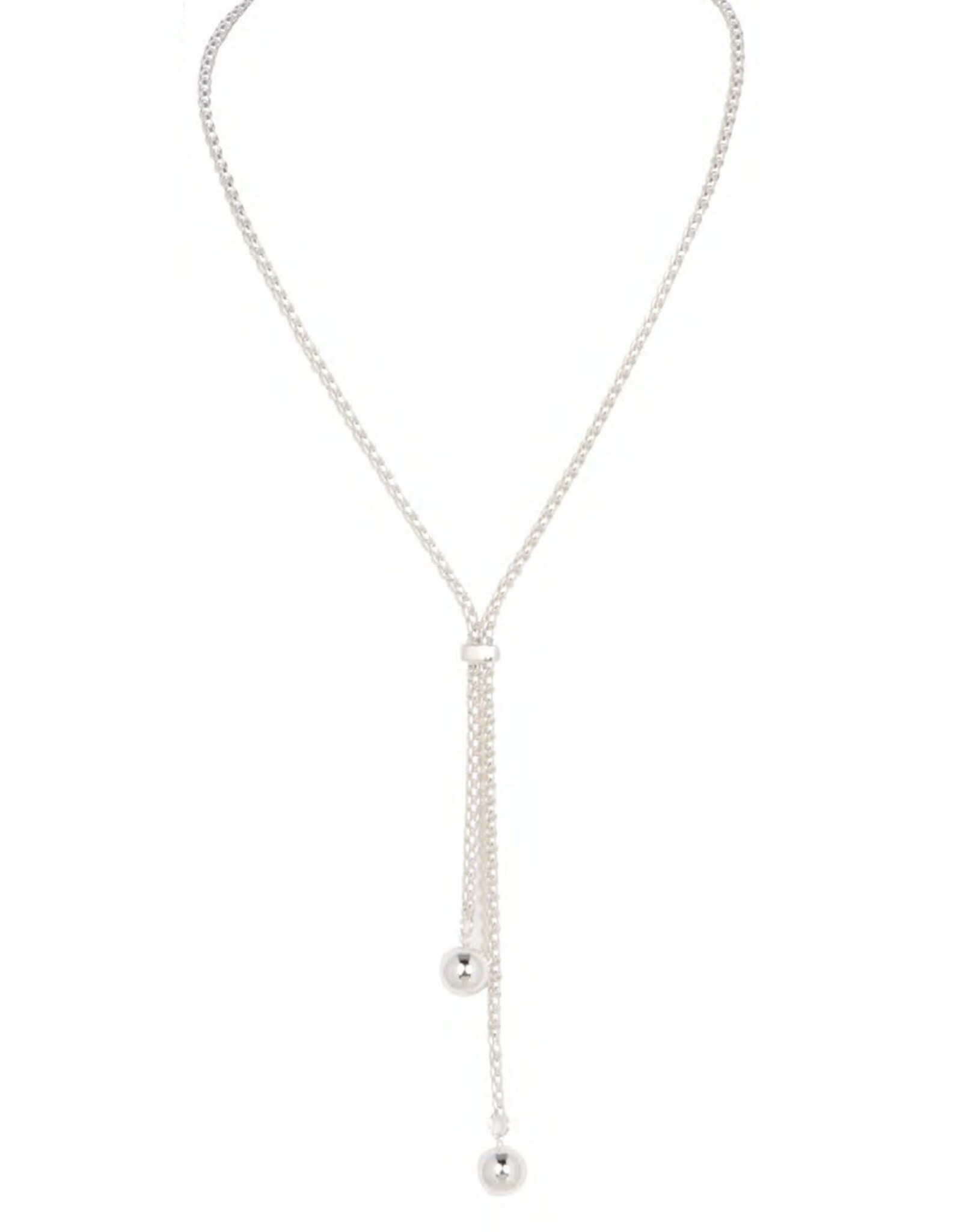 Merx Inc. Lariat Necklace w Ball Trim Silver