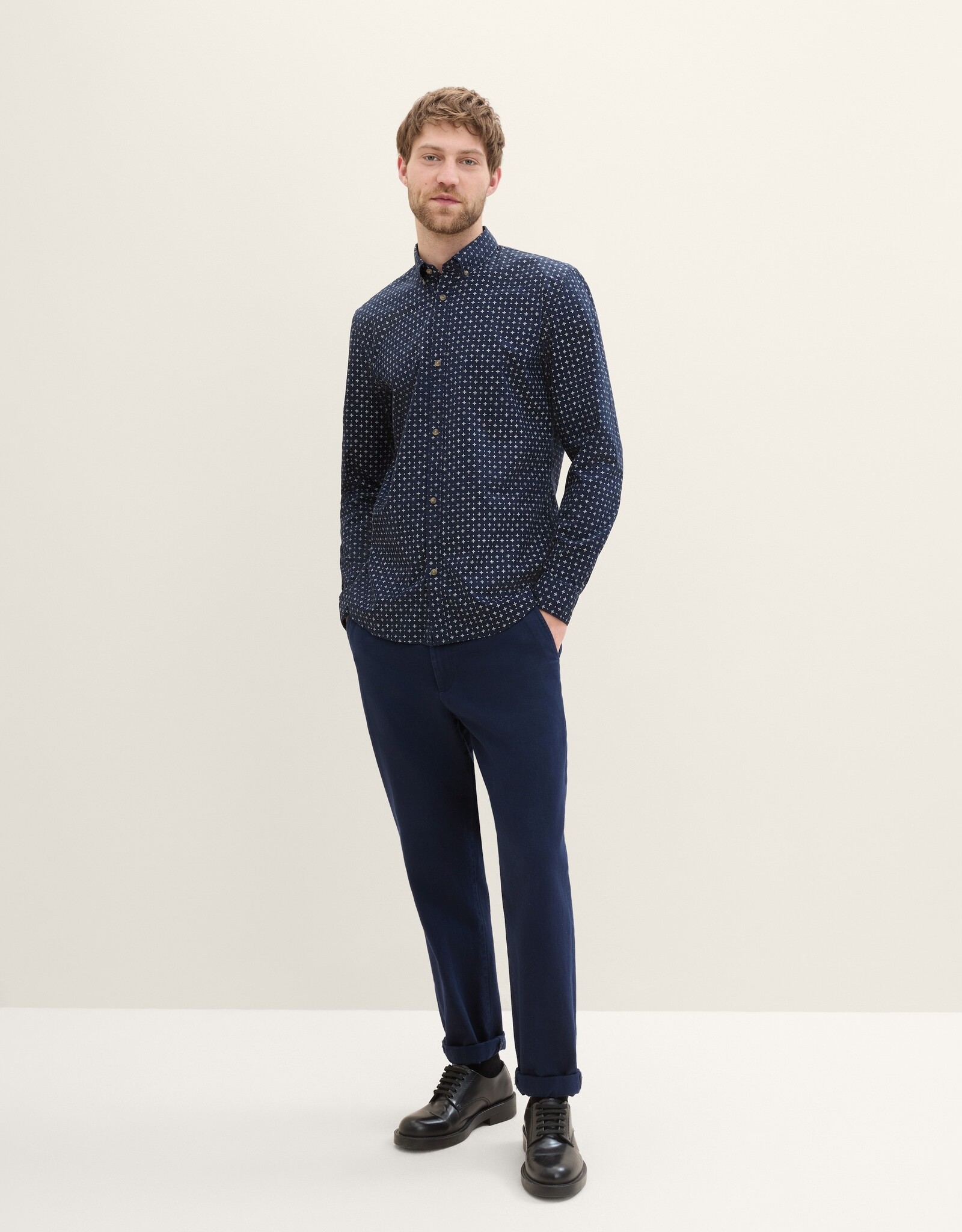 Tom Tailor Mens Fitted Poplin Printed Shirt