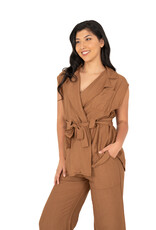 M Made in Italy Linen Wrap Sleeveless Jacket