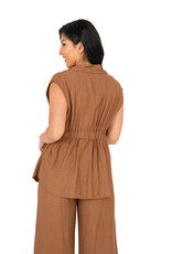 M Made in Italy Linen Wrap Sleeveless Jacket