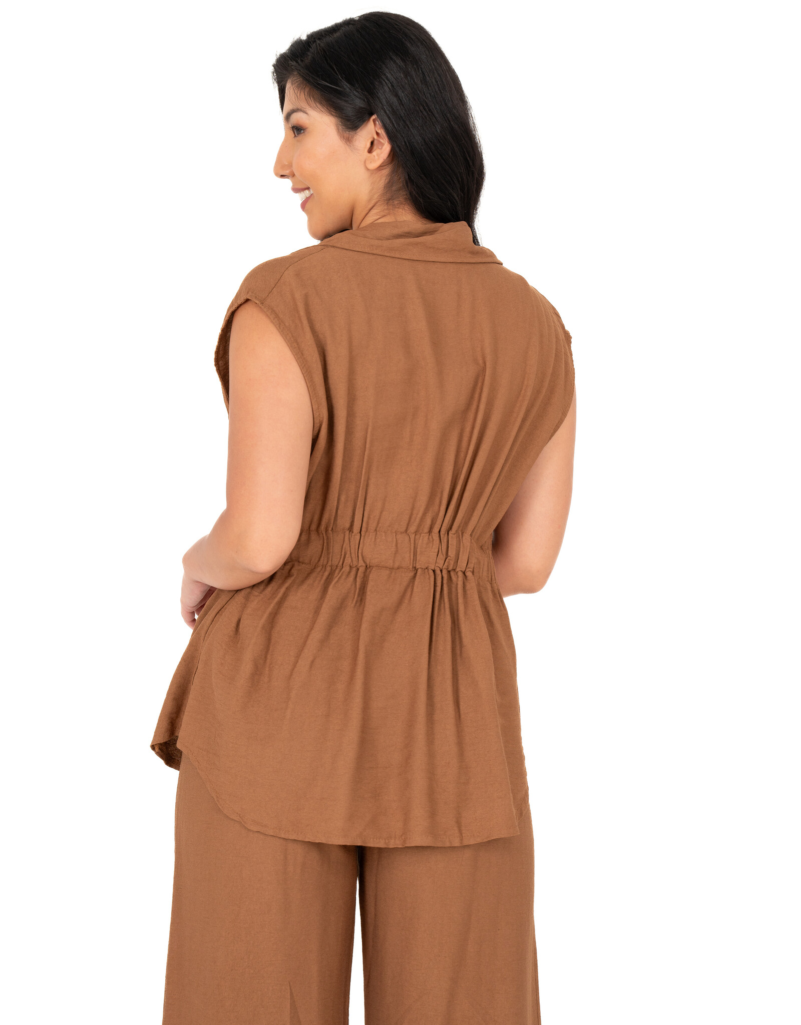 M Made in Italy Linen Wrap Sleeveless Jacket