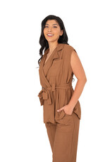 M Made in Italy Linen Wrap Sleeveless Jacket