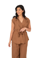 M Made in Italy Linen Wrap Sleeveless Jacket