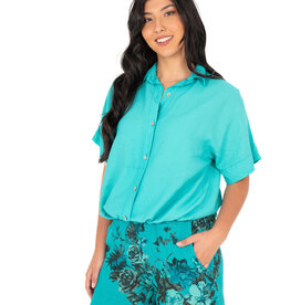 M Made in Italy Viscose Blouse w Tie at Hem