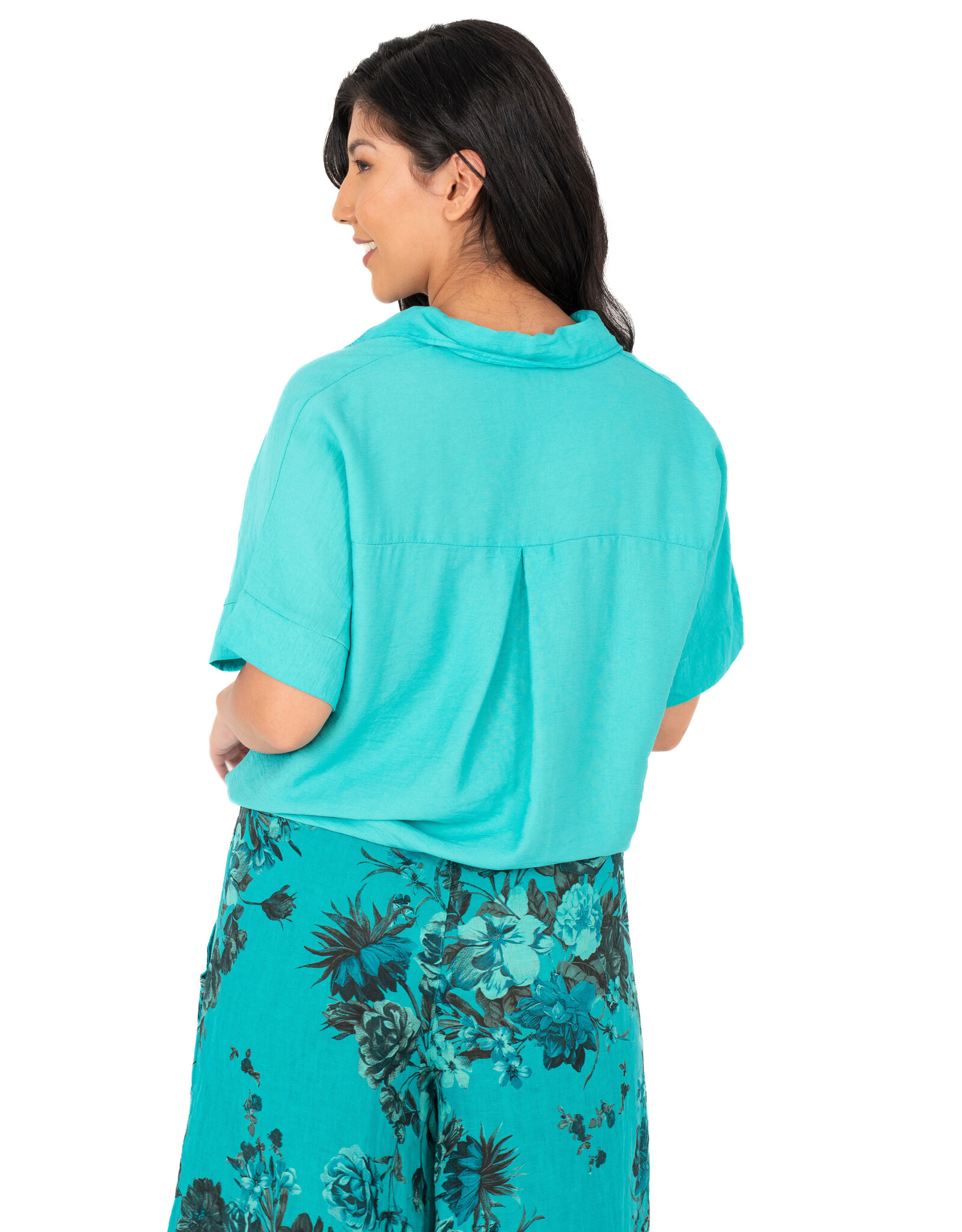 M Made in Italy Viscose Blouse w Tie at Hem