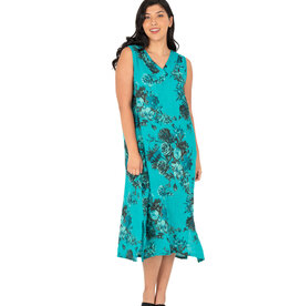 M Made in Italy Floral Printed Linen Dress