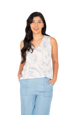 M Made in Italy M Knit V-Neck Printed Top