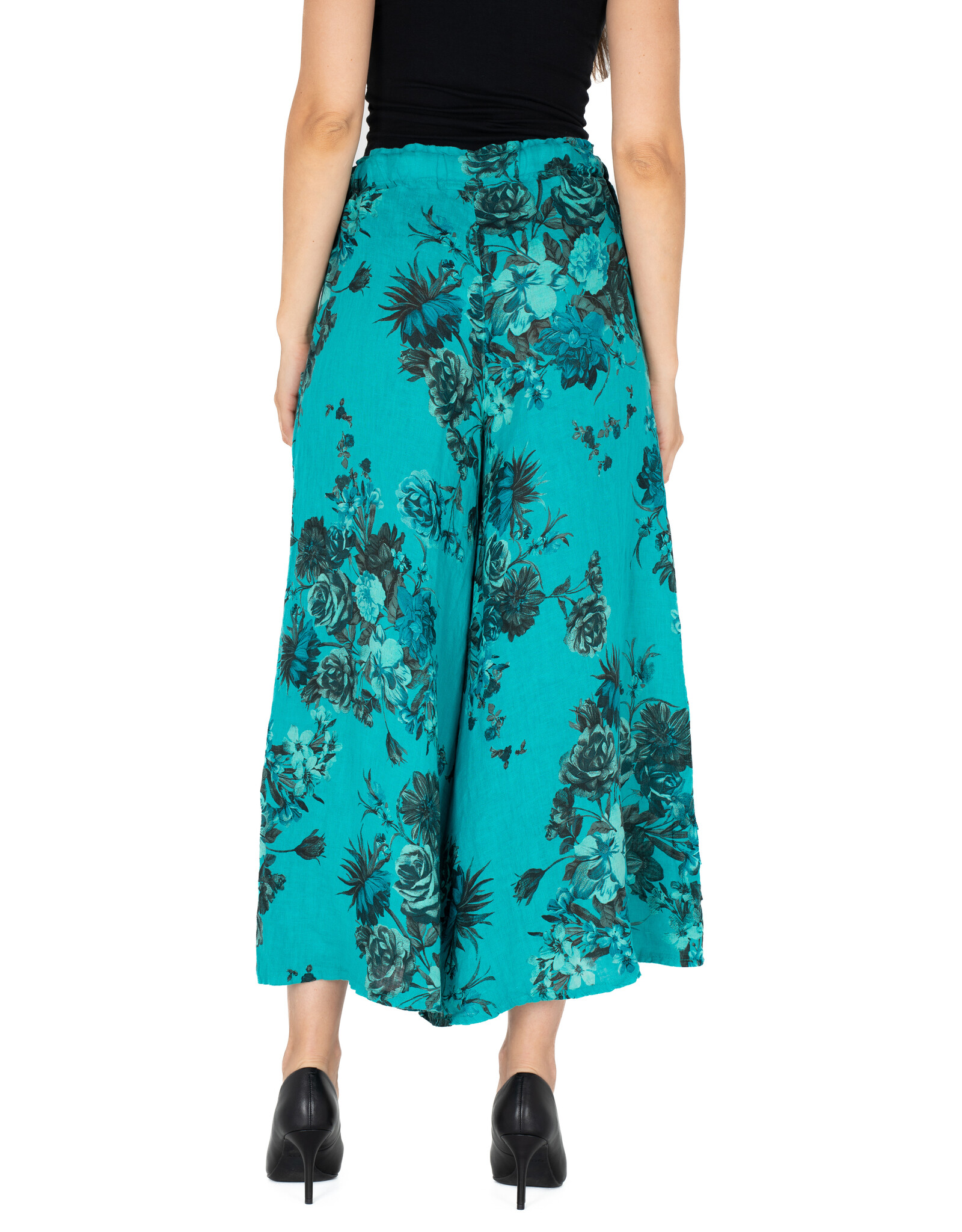 M Made in Italy Floral Print Linen Pant