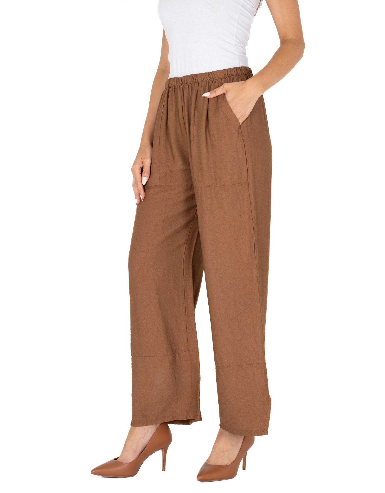 M Made in Italy Viscose Elastic Wasit Loose Pant