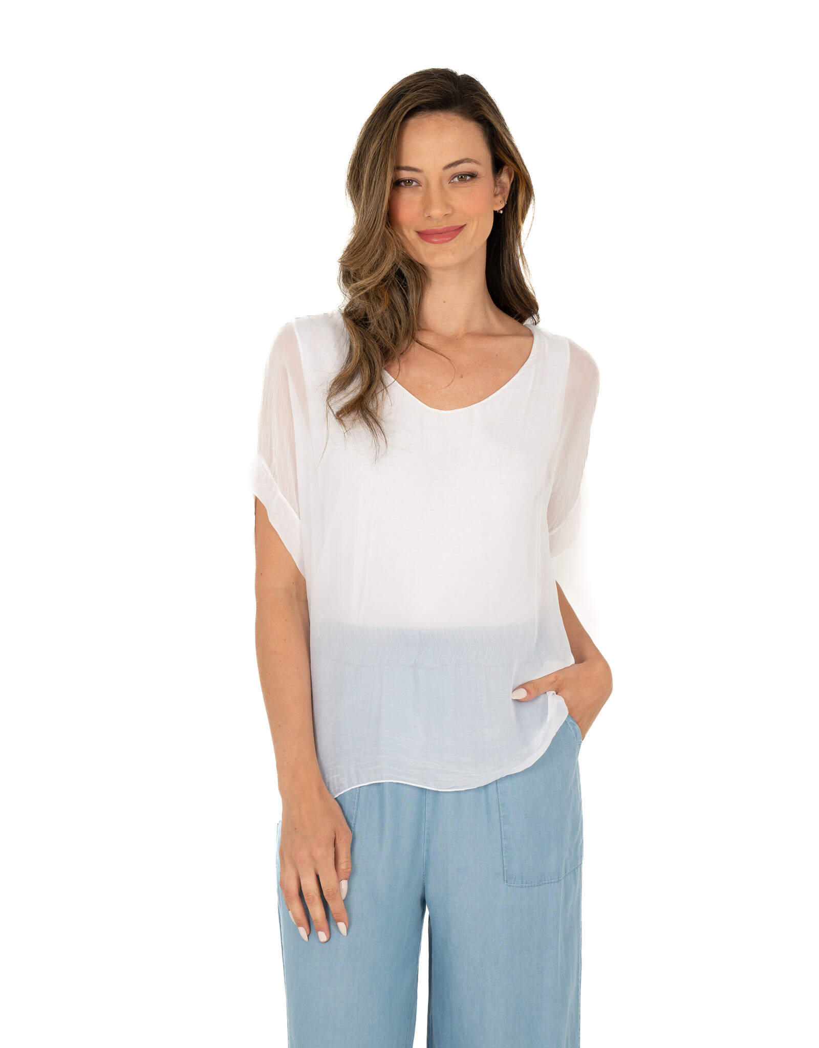 M Made in Italy Silv Overlay S/S Top