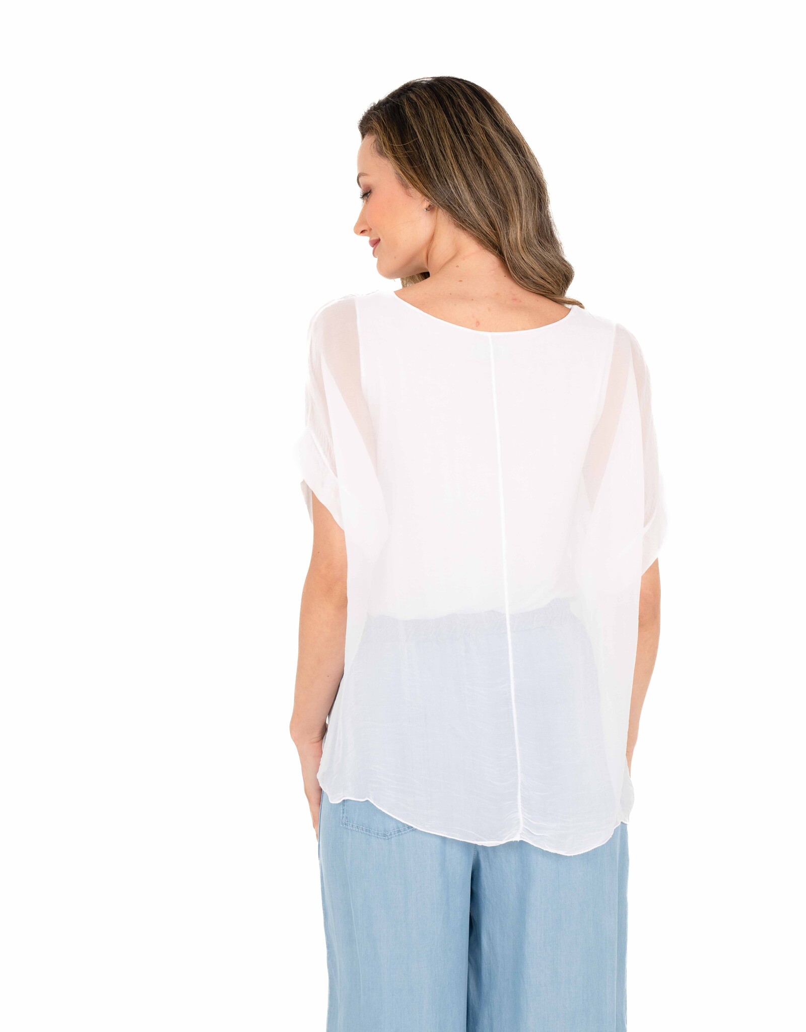 M Made in Italy Silv Overlay S/S Top