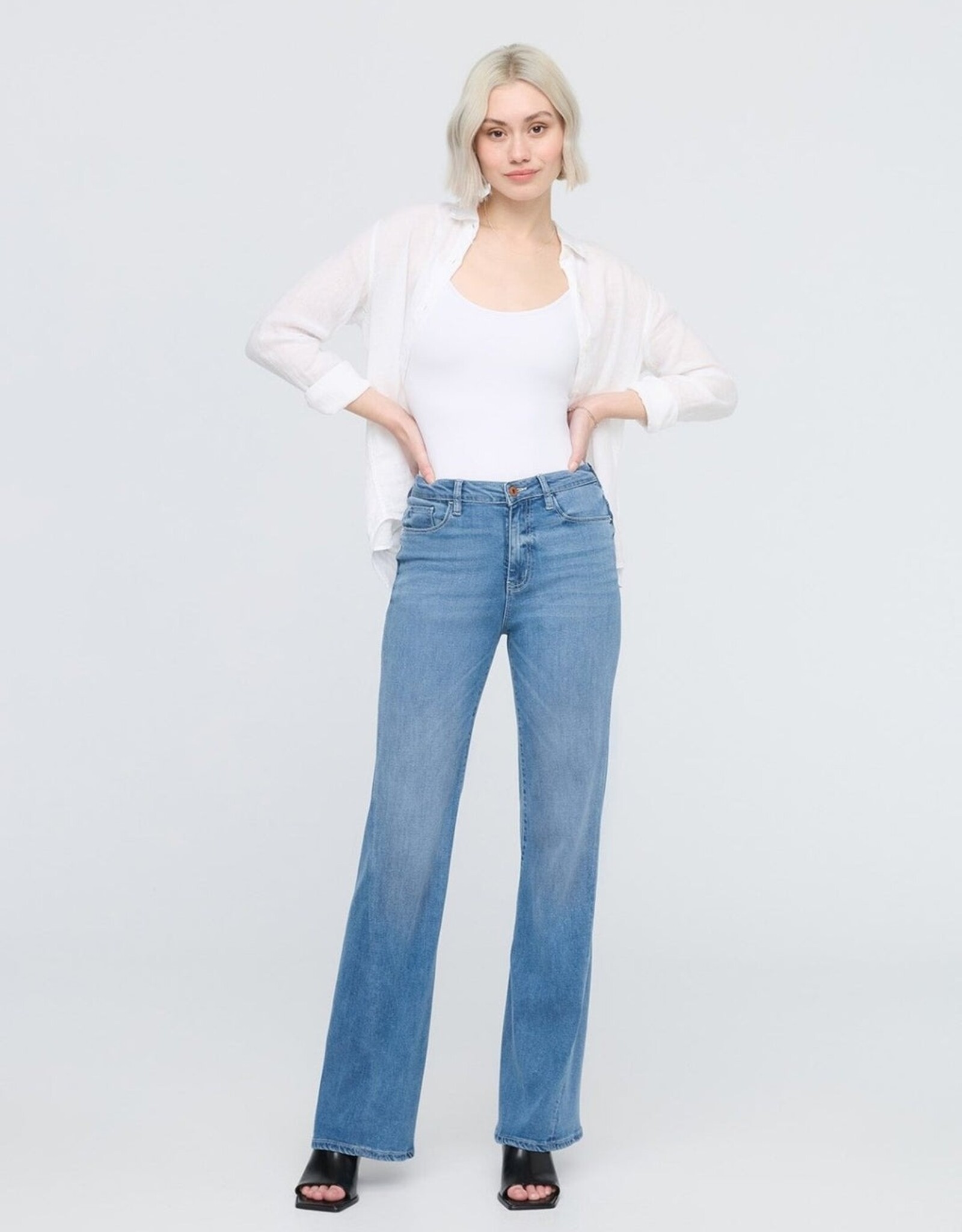 Duer No Sweat Denim High Rise Wide Leg - Pacific