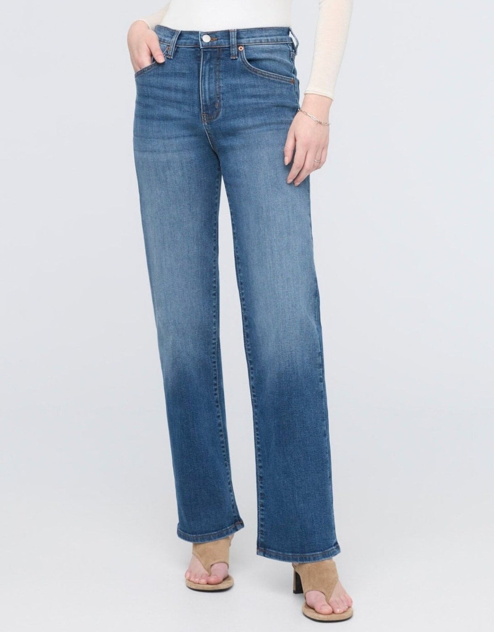 Duer DUER Performance Denim High Rise Straight - Mid Blue
