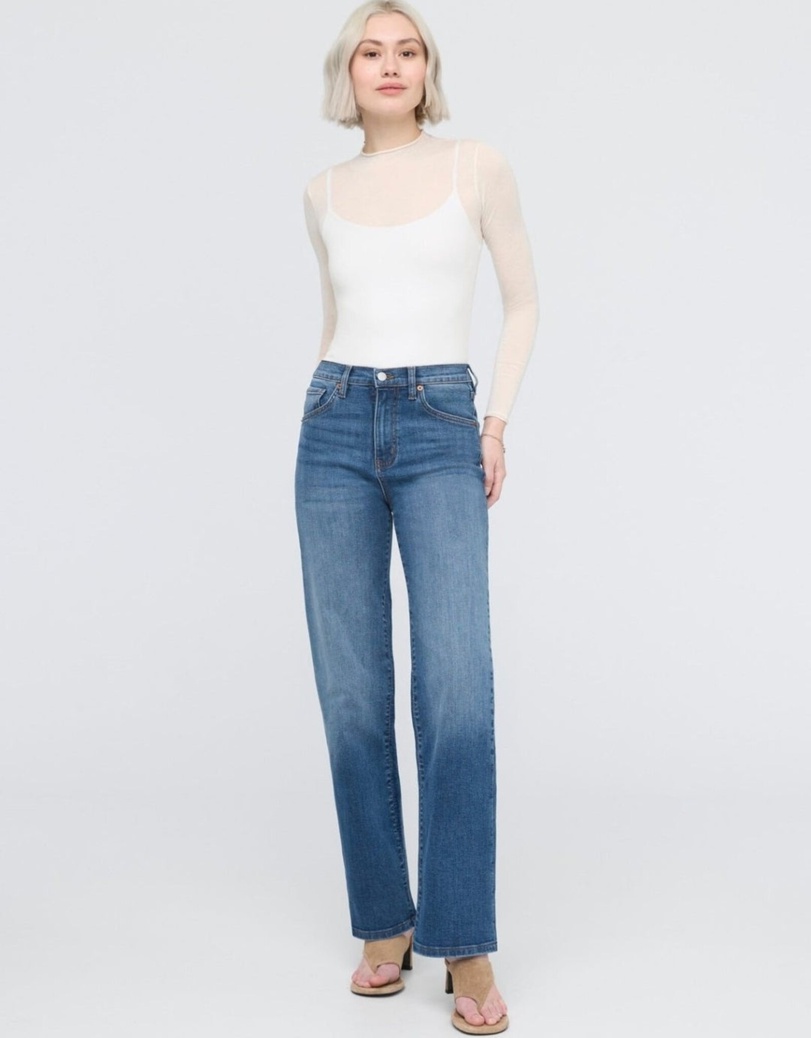 Duer DUER Performance Denim High Rise Straight - Mid Blue