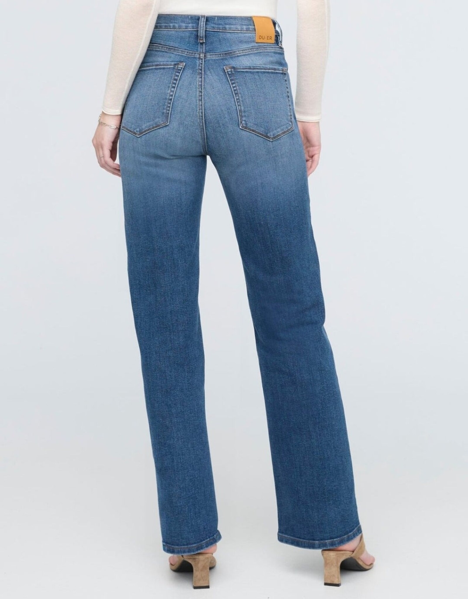 Duer DUER Performance Denim High Rise Straight - Mid Blue