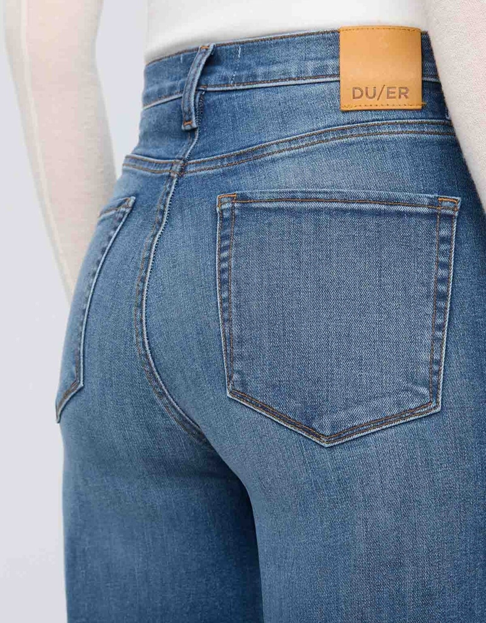 Duer DUER Performance Denim High Rise Straight - Mid Blue