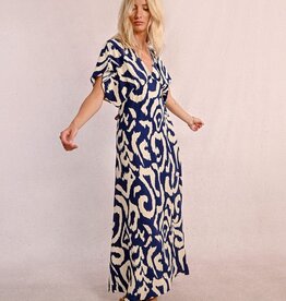 Molly Bracken Printed S/S Flounce Sleeve VNeck Dress