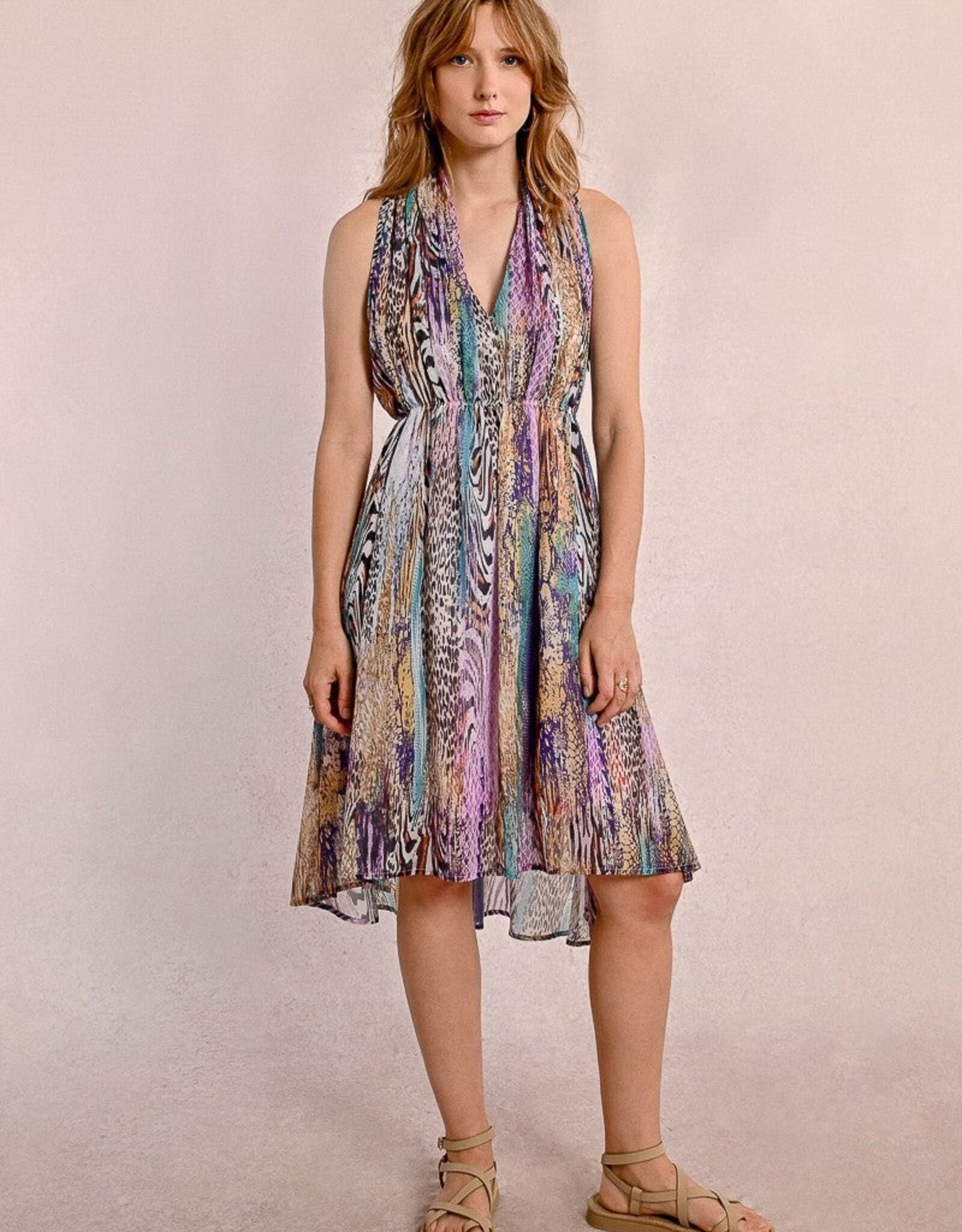 Molly Bracken Printed Front Pleated Dress