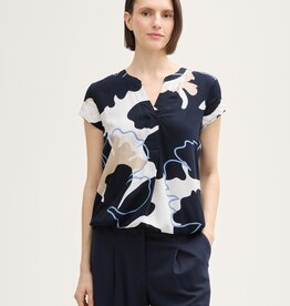 Tom Tailor Printed S/S Blouse w Elastic Hem