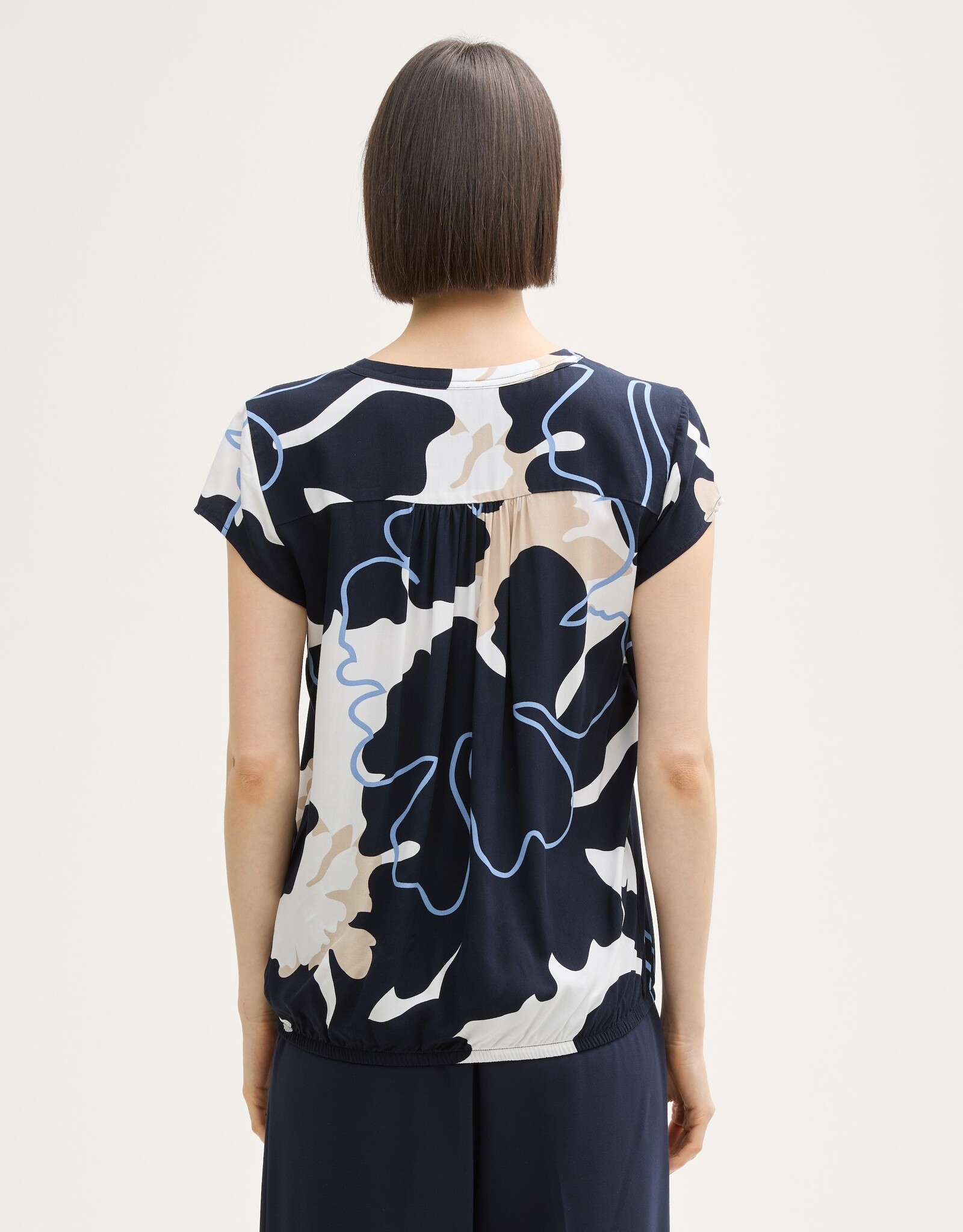 Tom Tailor Printed S/S Blouse w Elastic Hem