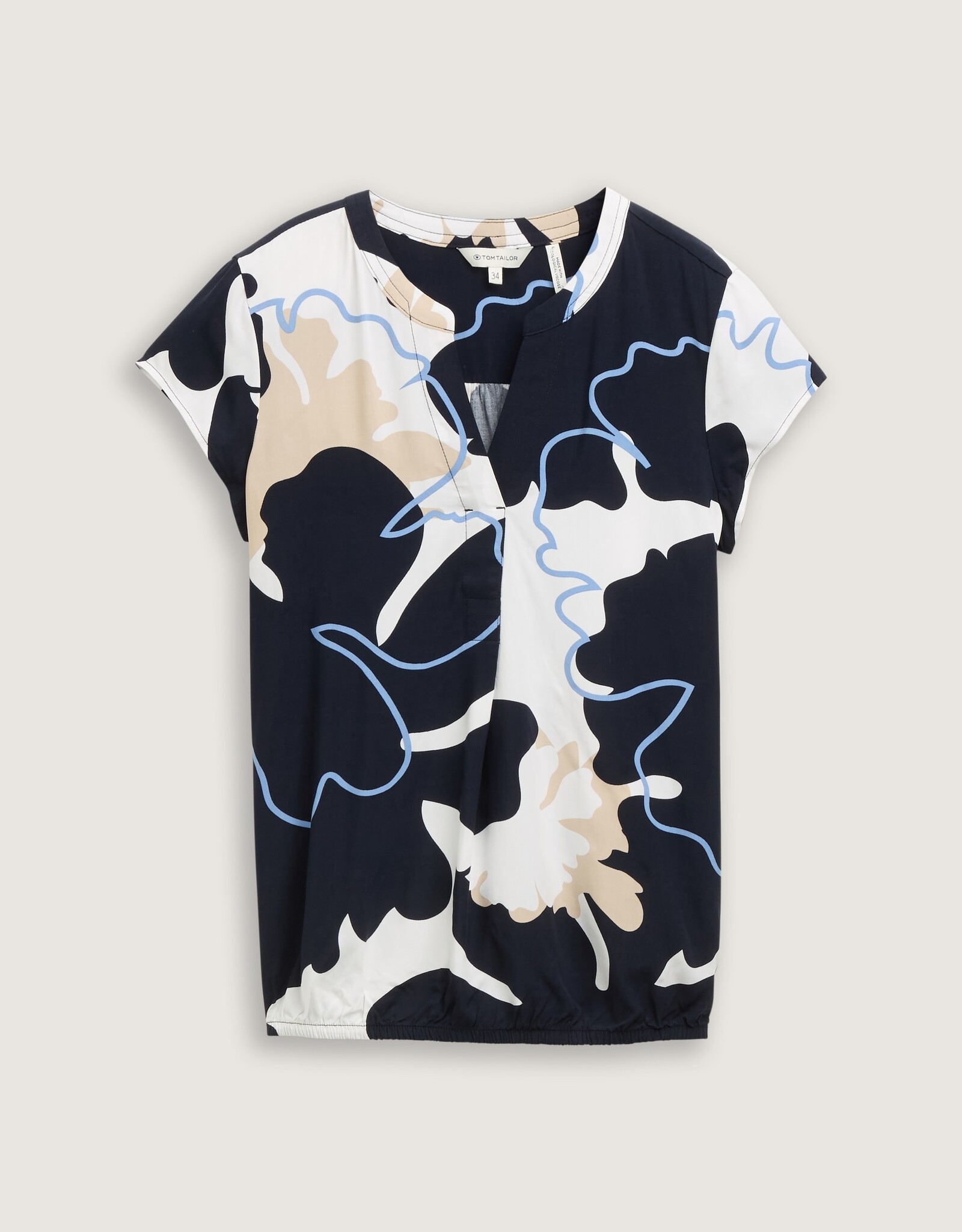 Tom Tailor Printed S/S Blouse w Elastic Hem