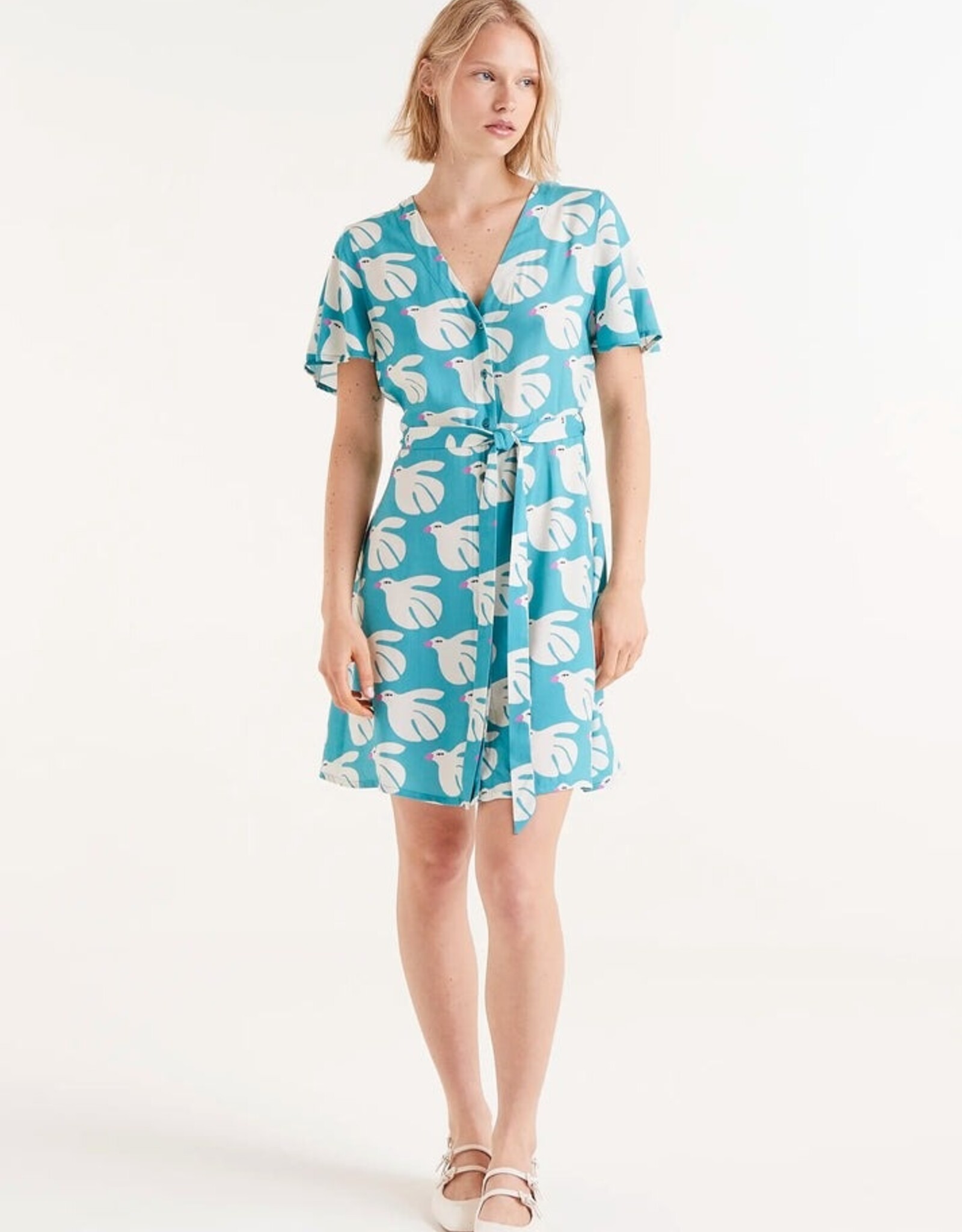 Compania Fantastica Bird Print S/S Button Dress