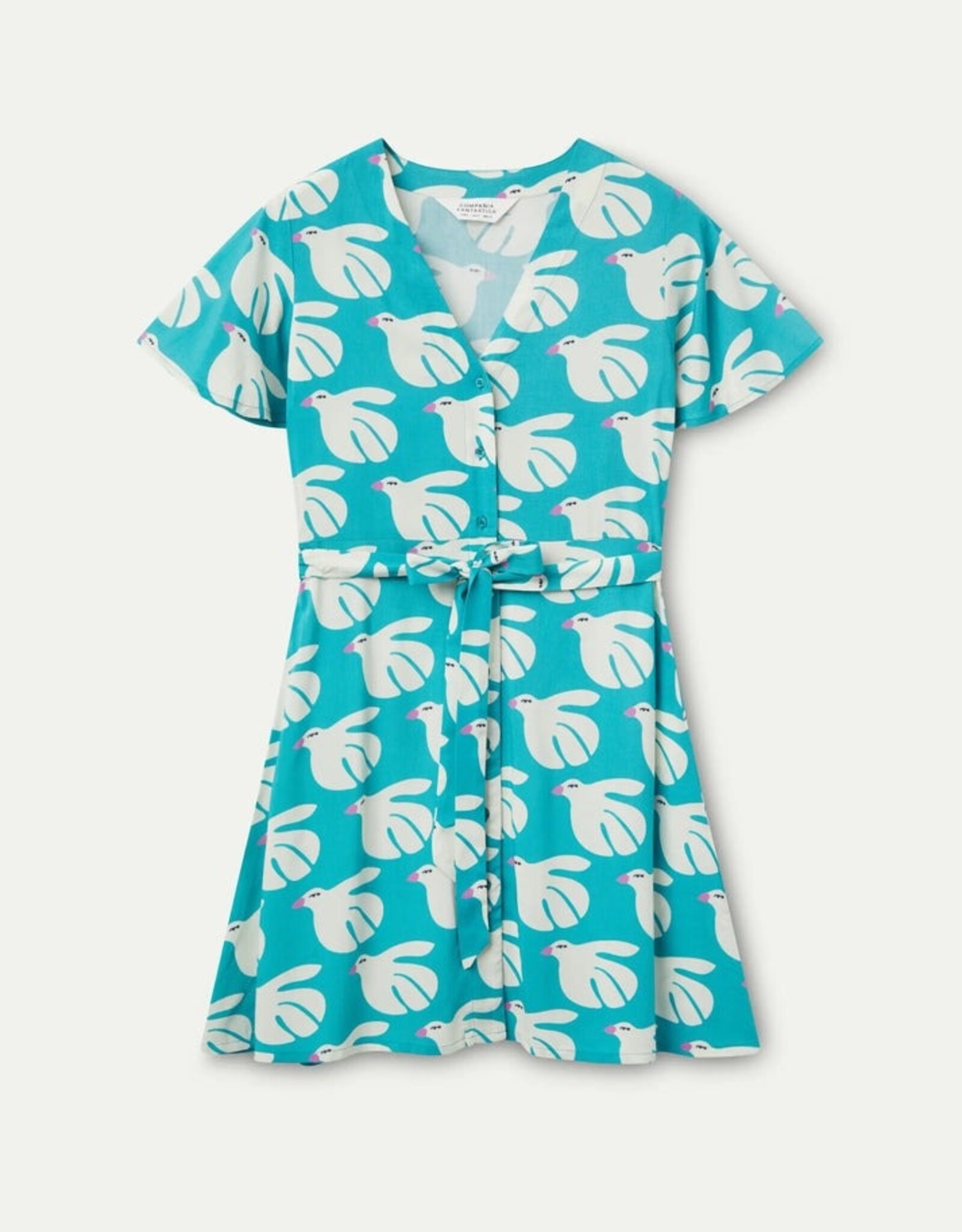 Compania Fantastica Bird Print S/S Button Dress