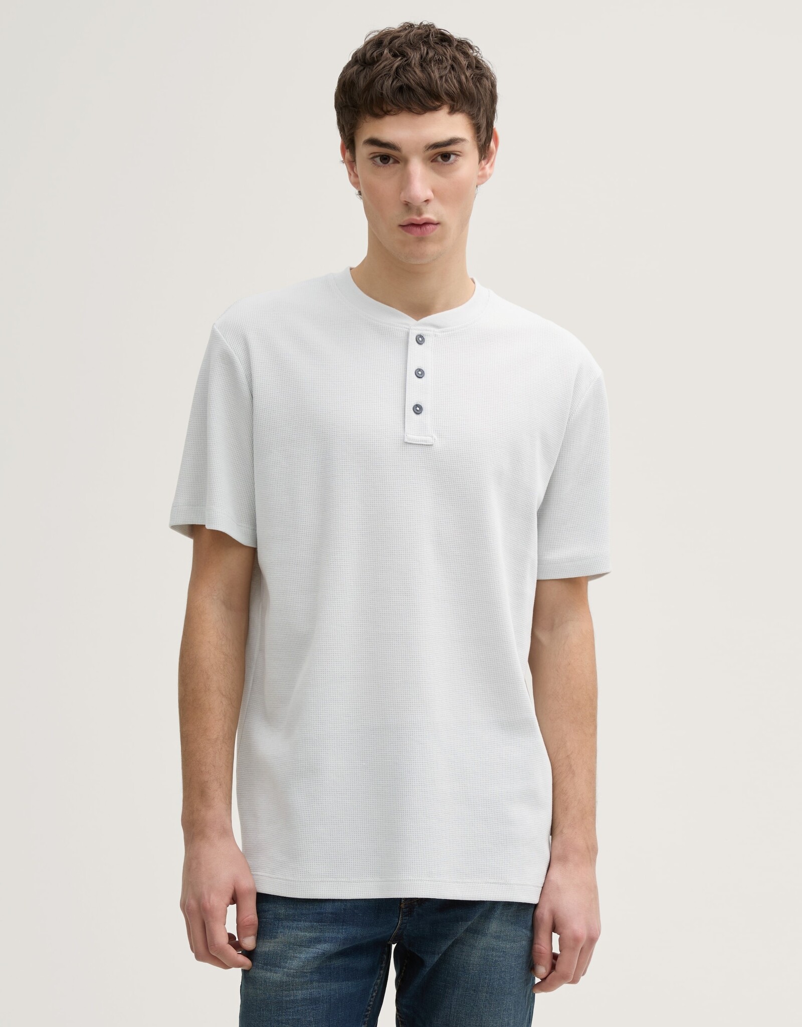 Tom Tailor Mens Waffle Henley T-Shirt